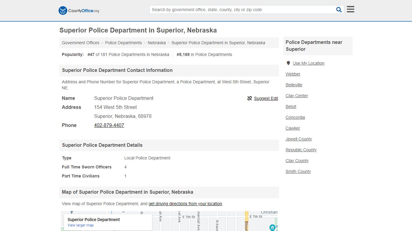 Superior Police Department - Superior, NE (Address and Phone)